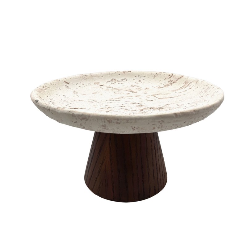 TRAVERTINO ΔΙΣΚΟΣ ΔΙΑΚΟΣΜΗΣΗΣ 22x22x13cm POLYRESIN STONE ΚΑΦΕ ΣΚΟΥΡΟ