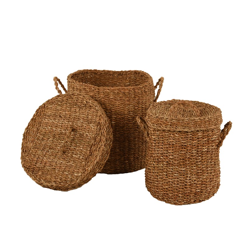 SEAGRASS ΚΑΛΑΘΙ ΜΕ ΚΑΠΑΚΙ SET 2ΤΜΧ 44x44x45cm SEAGRASS ΦΥΣΙΚΟ