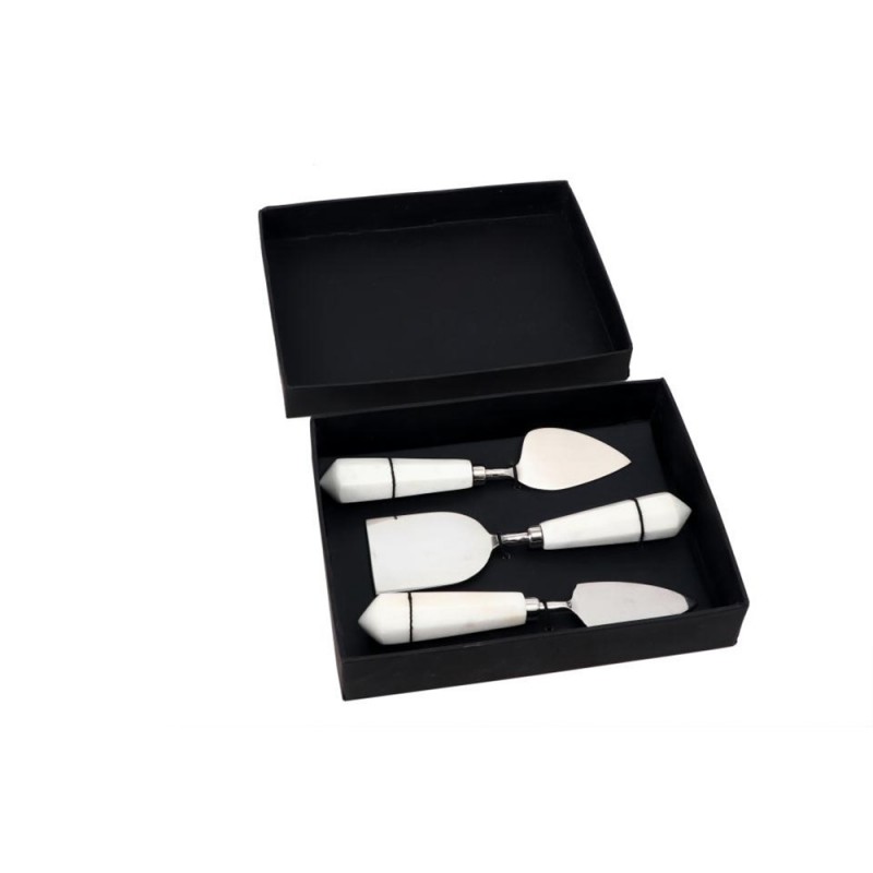 MARMO SET ΣΕΡΒΙΡΙΣΜΑΤΟΣ ΤΥΡΙΩΝ SET 3ΤΜΧ 18x5x2cm ΑΤΣΑΛΙ ΛΕΥΚΟ ΜΑΡΜΑΡΟ