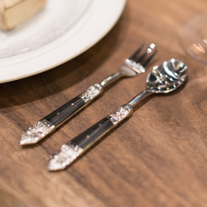 ROYAL ΚΟΥΤΑΛΙ ΓΛΥΚΟΥ SET 6TMX 15x3x1cm ΑΤΣΑΛΙ ΜΑΥΡΟ RESIN