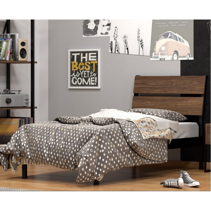 INDUSTRIAL ΚΡΕΒΑΤΙ ΞΥΛΟ-ΜΕΤΑΛΛΟ ΕΛΛΗΝΙΚΗΣ ΚΑΤΑΣΚΕΥΗΣ ΓΙΑ ΣΤΡΩΜΑ 090Χ200ΕΚ. ΜΕ ΤΑΒΛΕΣ