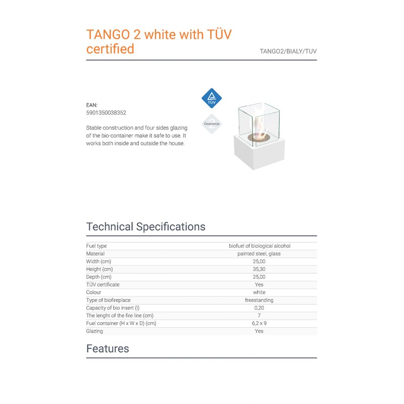 KRATKI TANGO2/BIALY/TUV ΕΣΤΙΑ ΒΙΟΑΙΘΑΝΟΛΗΣ ΜΕ ΠΙΣΤΟΠΟΙΗΣΗ TUV