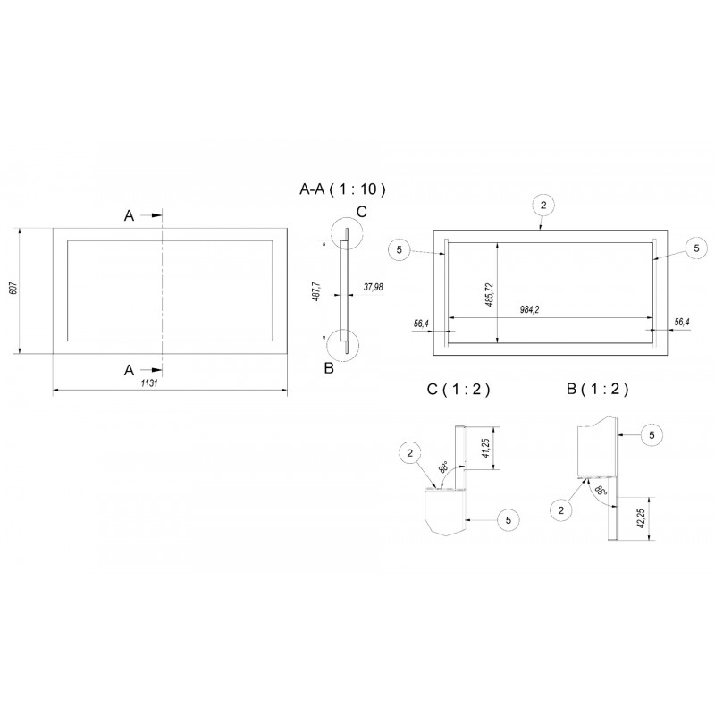KRATKI BLENDA/MILA ΧΑΛΥΒΔΙΝΗ ΚΟΡΝΙΖΑ ΤΖΑΚΙΟΥ MILA/PF (98,4X48,6CM ΕΣΩΤΕΡΙΚΑ - 113,1Χ60,7CM ΕΞΩΤΕΡΙΚΑ)