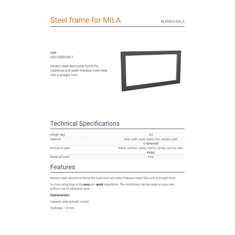 KRATKI BLENDA/MILA ΧΑΛΥΒΔΙΝΗ ΚΟΡΝΙΖΑ ΤΖΑΚΙΟΥ MILA/PF (98,4X48,6CM ΕΣΩΤΕΡΙΚΑ - 113,1Χ60,7CM ΕΞΩΤΕΡΙΚΑ)