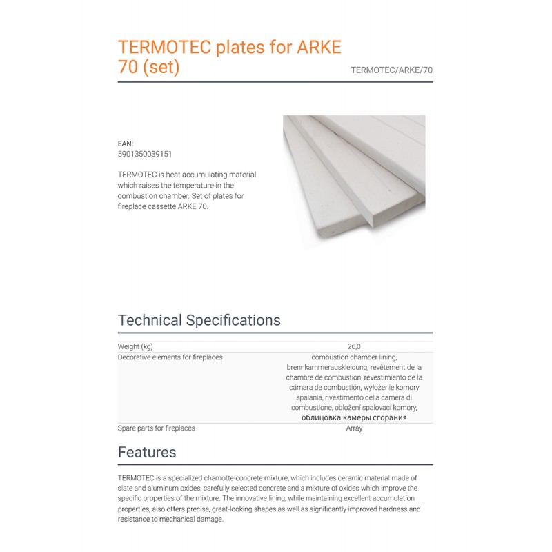 KRATKI TERMOTEC/ARKE/70 SET ΚΕΡΑΜΙΚΩΝ ΓΙΑ ΤΗΝ ΕΣΤΙΑ KASETA/ARKE/70