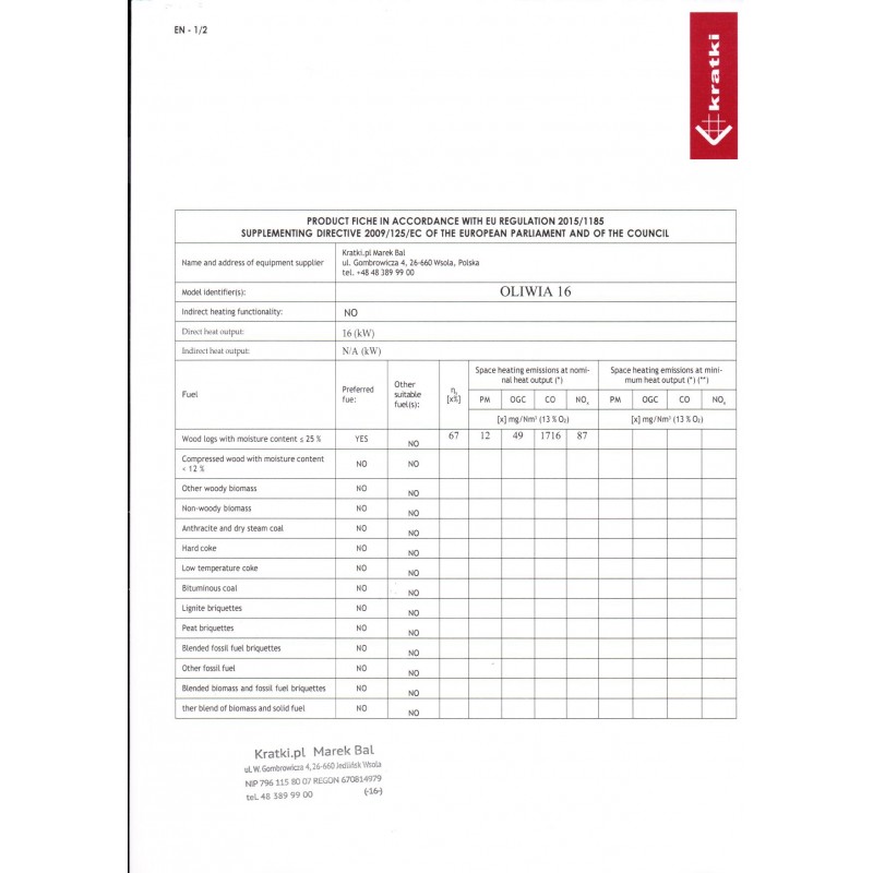 KRATKI OLIWIA/PF ΑΝΟΙΓΟΜΕΝΟ ECODESIGN 16KW (150-180M2) ΕΝΕΡΓΕΙΑΚΟ ΤΖΑΚΙ ΑΕΡΟΘΕΡΜΟ ΜΑΝΤΕΜΕΝΙΟ