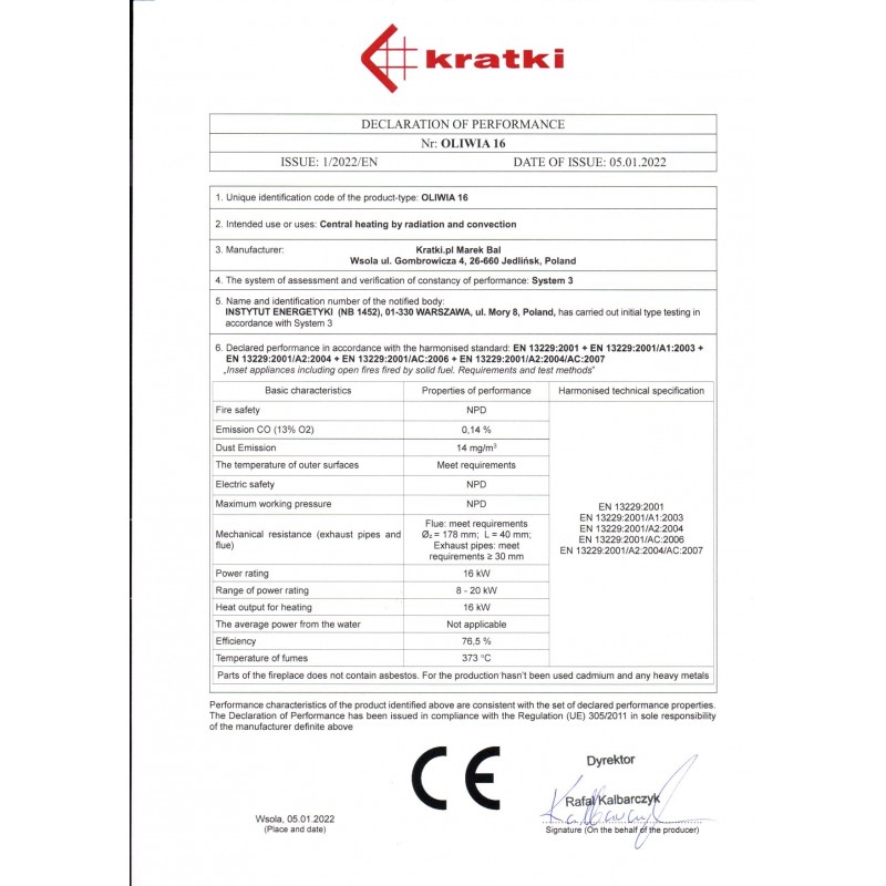 KRATKI OLIWIA/PF ΑΝΟΙΓΟΜΕΝΟ ECODESIGN 16KW (150-180M2) ΕΝΕΡΓΕΙΑΚΟ ΤΖΑΚΙ ΑΕΡΟΘΕΡΜΟ ΜΑΝΤΕΜΕΝΙΟ