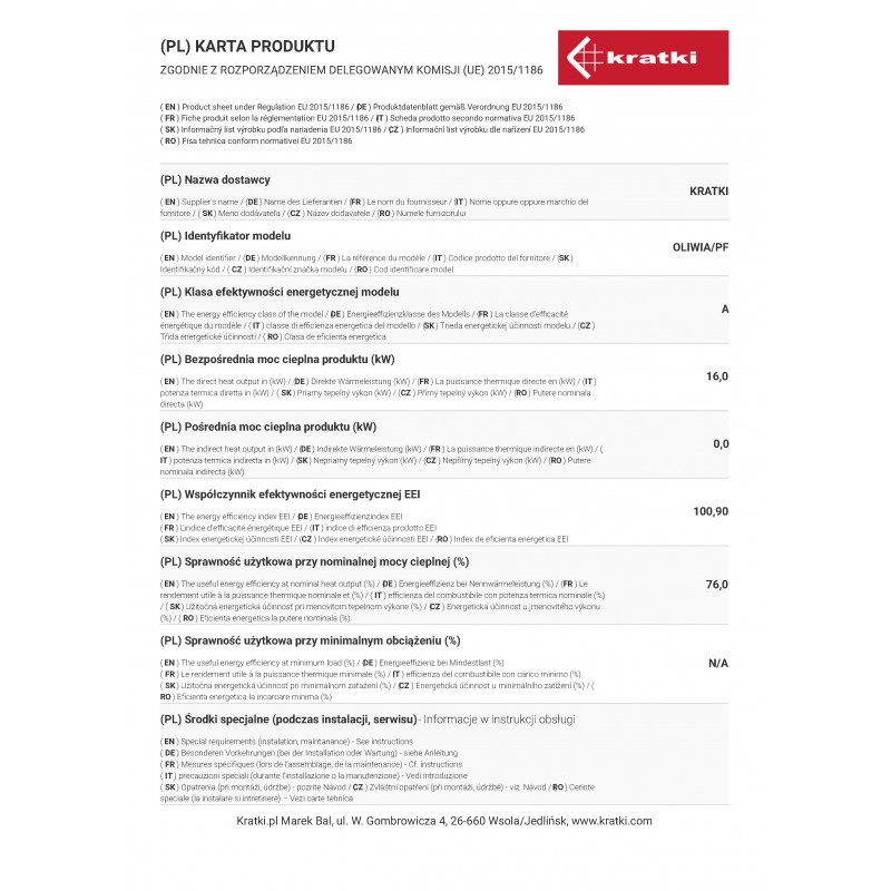 KRATKI OLIWIA/PF ΑΝΟΙΓΟΜΕΝΟ ECODESIGN 16KW (150-180M2) ΕΝΕΡΓΕΙΑΚΟ ΤΖΑΚΙ ΑΕΡΟΘΕΡΜΟ ΜΑΝΤΕΜΕΝΙΟ