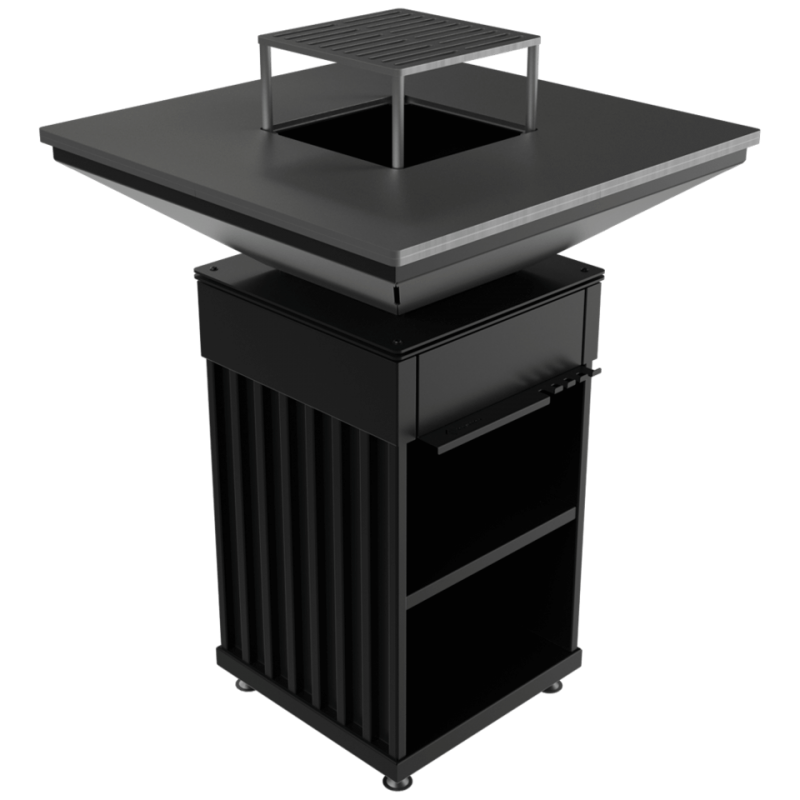 KRATKI QUADRUM/BBQ/V - ΦΟΡΗΤΟ ΚΑΤΑΚΟΡΥΦΟ ΜΠΑΡΜΠΕΚΙΟΥ ΞΥΛΟΥ ΜΕ ΕΠΙΦΑΝΕΙΑ ΧΑΛΥΒΑ ΓΙΑ ΥΓΙΕΙΝΟ ΨΗΣΙΜΟ ΧΩΡΙΣ ΑΝΑΘΥΜΙΑΣΕΙΣ