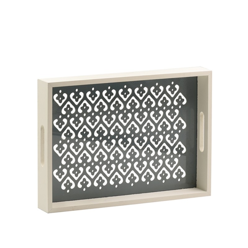 ICICLE ΔΙΣΚΟΣ ΣΕΡΒΙΡΙΣΜΑΤΟΣ 35x25x5cm MDF ΓΚΡΙ ΛΕΥΚΟ ΓΥΑΛΙ