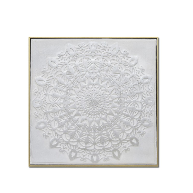 MANDALA ΠΙΝΑΚΑΣ ΔΙΑΚΟΣΜΗΣΗΣ 62x62x5cm ΚΑΜΒΑΣ ΛΕΥΚΟ ΧΡΥΣΟ ΞΥΛΟ
