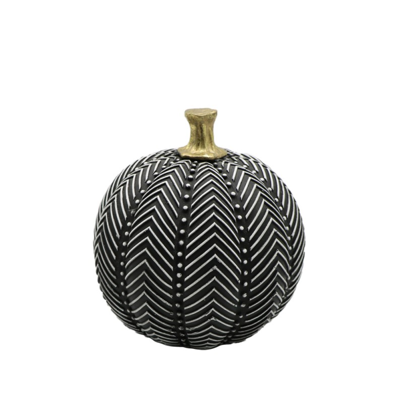 PUMKIN ΔΙΑΚΟΣΜΗΤΙΚΗ ΚΟΛΟΚΥΘΑ 13x13x14cm POLYRESIN ΜΑΥΡΟ ΛΕΥΚΟ
