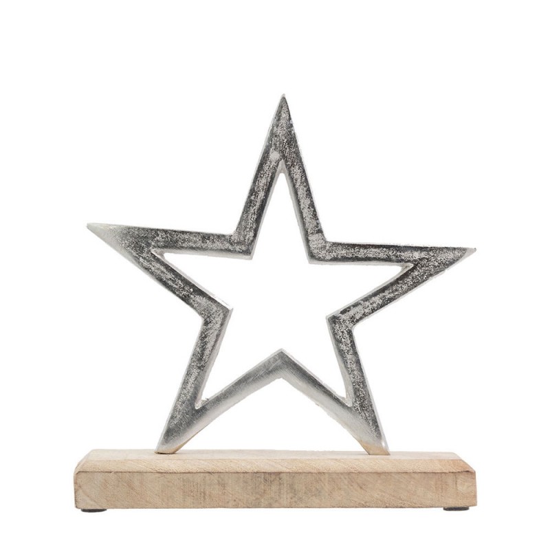 SACRO ΧΡΙΣΤΟΥΓΕΝΝΙΑΤΙΚΟ ΔΙΑΚΟΣΜΗΤΙΚΟ ΑΣΤΕΡΙ 26x5x24cm ΞΥΛΟ ΑΣΗΜΙ ΑΛΟΥΜΙΝΙΟ