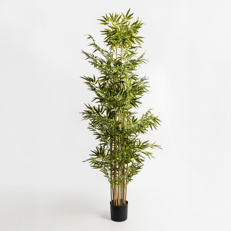 BAMBOO ΔΕΝΤΡΟ ΤΕΧΝΗΤΟ ΣΕ ΓΛΑΣΤΡΑ 210cm POLYESTER ΠΡΑΣΙΝΟ PVC