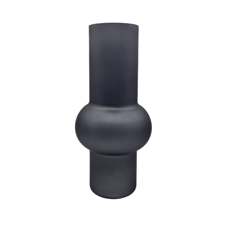 INEL ΒΑΖΟ 17x17x35cm ΓΥΑΛΙ ΜΑΥΡΟ