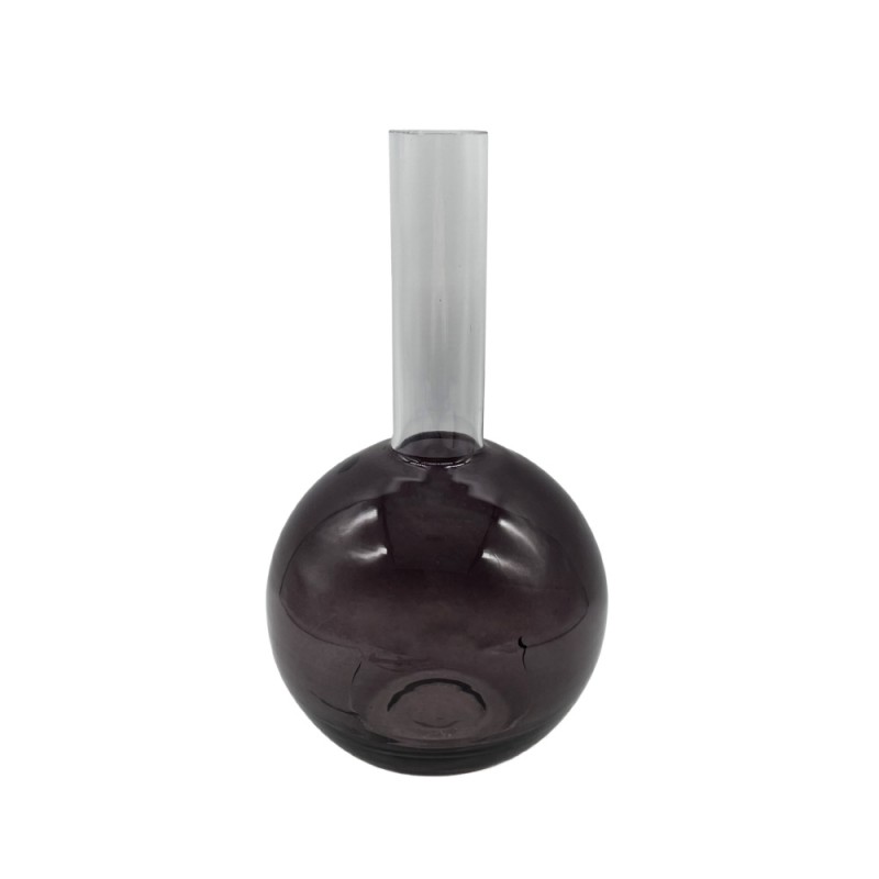 QUADIA ΒΑΖΟ 14x14x25cm ΓΥΑΛΙ ΓΚΡΙ ΔΙΑΦΑΝΟ