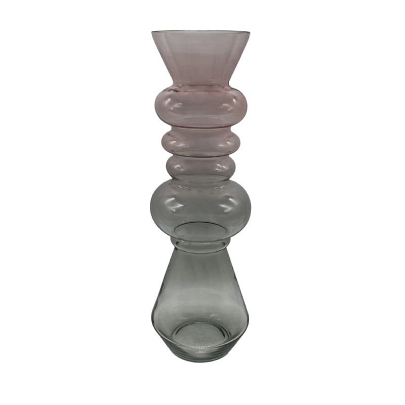 FORME ΒΑΖΟ 14x14x46cm ΓΥΑΛΙ ΡΟΖ ΠΡΑΣΙΝΟ