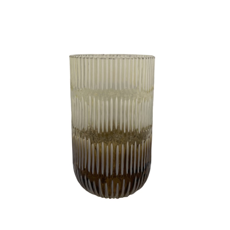 MEDAN ΒΑΖΟ 12x12x23cm ΓΥΑΛΙ ΜΠΕΖ ΚΑΦΕ