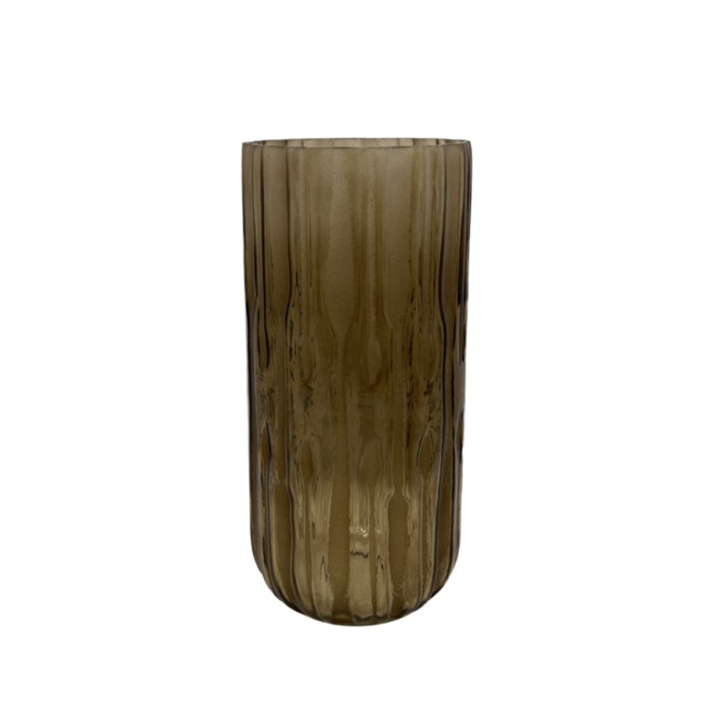 MEDAN ΒΑΖΟ 14x14x30cm ΓΥΑΛΙ ΚΑΦΕ