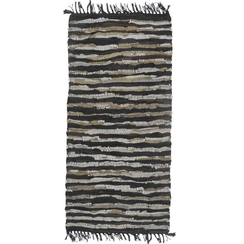 BOHO ΧΑΛΙ ΔΙΑΔΡΟΜΟΥ 70x150cm ΔΕΡΜΑ ΜΑΥΡΟ ΜΠΕΖ