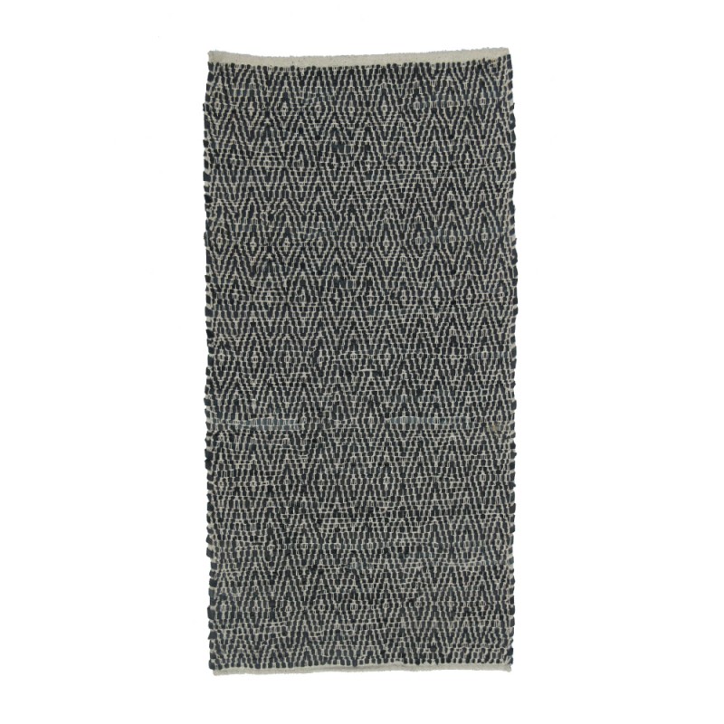 ROMBO ΧΑΛΙ ΔΙΑΔΡΟΜΟΥ 70x150cm ΔΕΡΜΑ ΜΑΥΡΟ ΜΠΕΖ