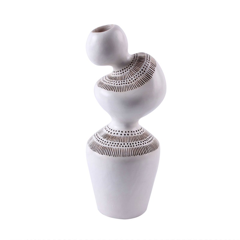 OVOCIE 2 ΒΑΖΟ 13x13x32cm POLYRESIN ΛΕΥΚΟ ΚΑΦΕ
