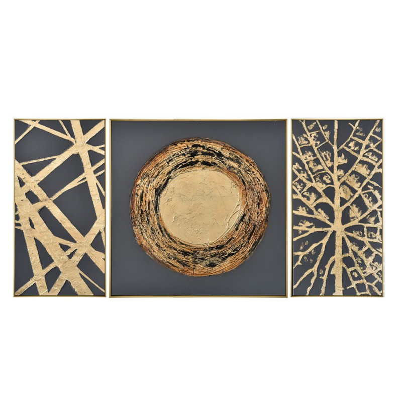 TRIPLET ΠΙΝΑΚΑΣ SET 3ΤΜΧ 168x88x5cm ΚΑΜΒΑΣ ΜΑΥΡΟ ΜΑΥΡΟ ΞΥΛΟ ΧΡΥΣΟ