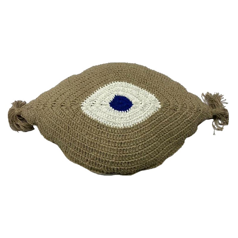 EYES ΔΙΑΚΟΣΜΗΤΙΚΟ ΜΑΞΙΛΑΡΙ 50x30cm ΒΑΜΒΑΚΙ CARAMEL ΛΕΥΚΟ POLYESTER ΜΠΛΕ