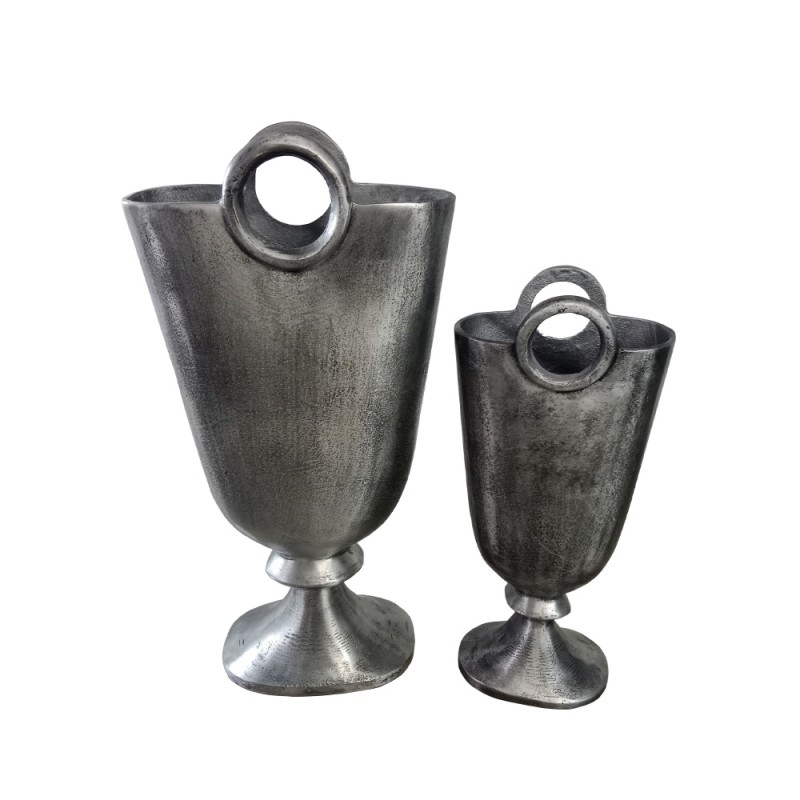 RENGO ΒΑΖΟ ΣΕΤ 2ΤΜΧ 26x14x52cm ΑΛΟΥΜΙΝΙΟ ΑΣΗΜΙ ΑΝΤΙΚΕ