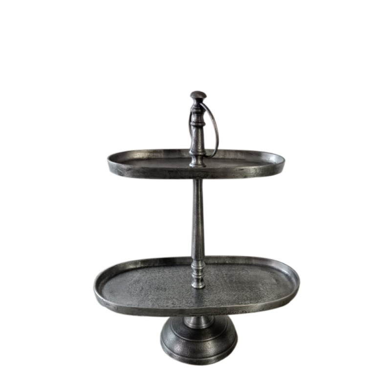 OVALLE ΟΡΝΤΕΒΙΕΡΑ 2 ΕΠΙΠΕΔΑ 40x20x50cm ΑΛΟΥΜΙΝΙΟ ΑΣΗΜΙ ΑΝΤΙΚΕ