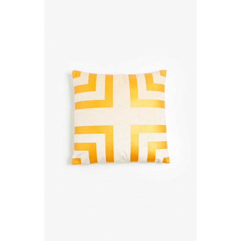 ILLUSION ΔΙΑΚΟΣΜΗΤΙΚΟ ΜΑΞΙΛΑΡΙ 45x45cm ΒΕΛΟΥΔΟ ΜΠΕΖ ΧΡΥΣΟ