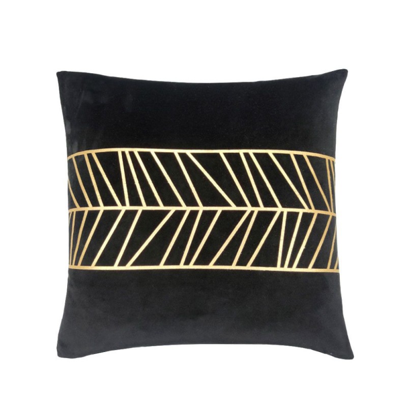 DETAILS ΔΙΑΚΟΣΜΗΤΙΚΟ ΜΑΞΙΛΑΡΙ 45x45cm ΒΕΛΟΥΔΟ ΜΑΥΡΟ ΧΡΥΣΟ