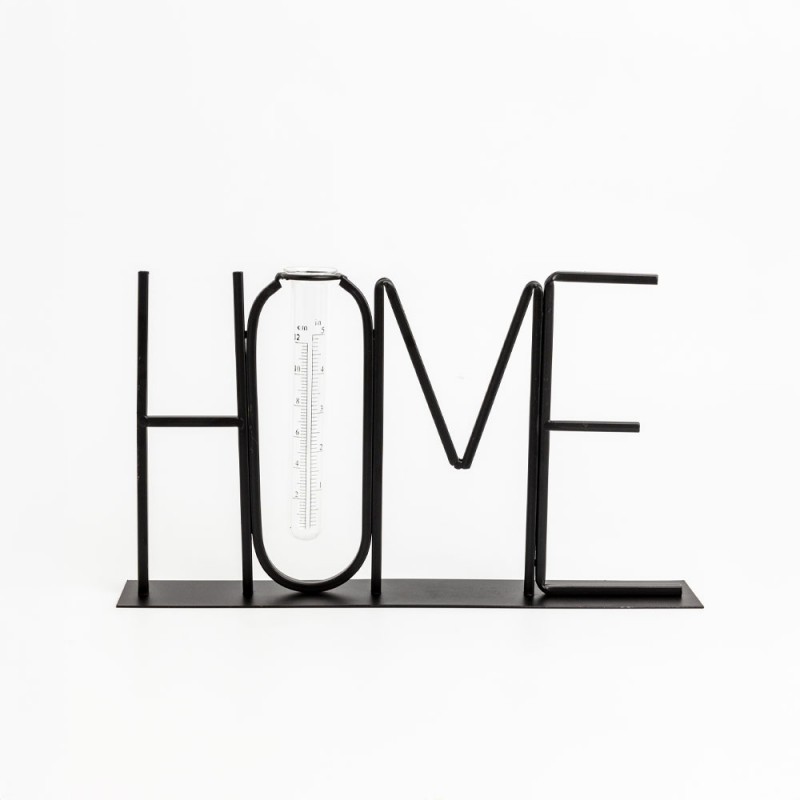HOME ΔΙΑΚΟΣΜΗΤΙΚΗ ΕΠΙΓΡΑΦΗ 38x5x22cm ΜΕΤΑΛΛΟ ΜΑΥΡΟ ΓΥΑΛΙ