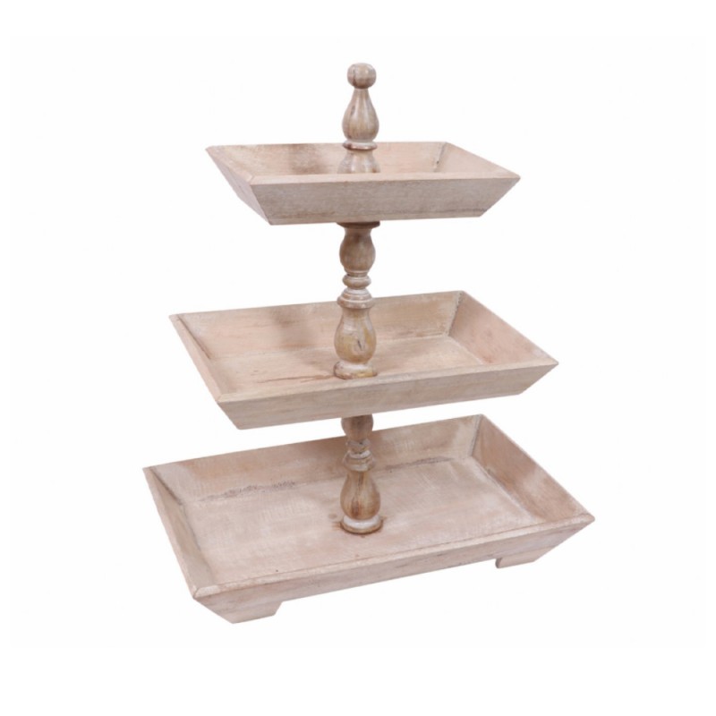 ORISHA ΟΡΝΤΕΒΙΕΡΑ 3 ΕΠΙΠΕΔΑ 50x31x60cm ΞΥΛΟ MANGO WHITE WASHED