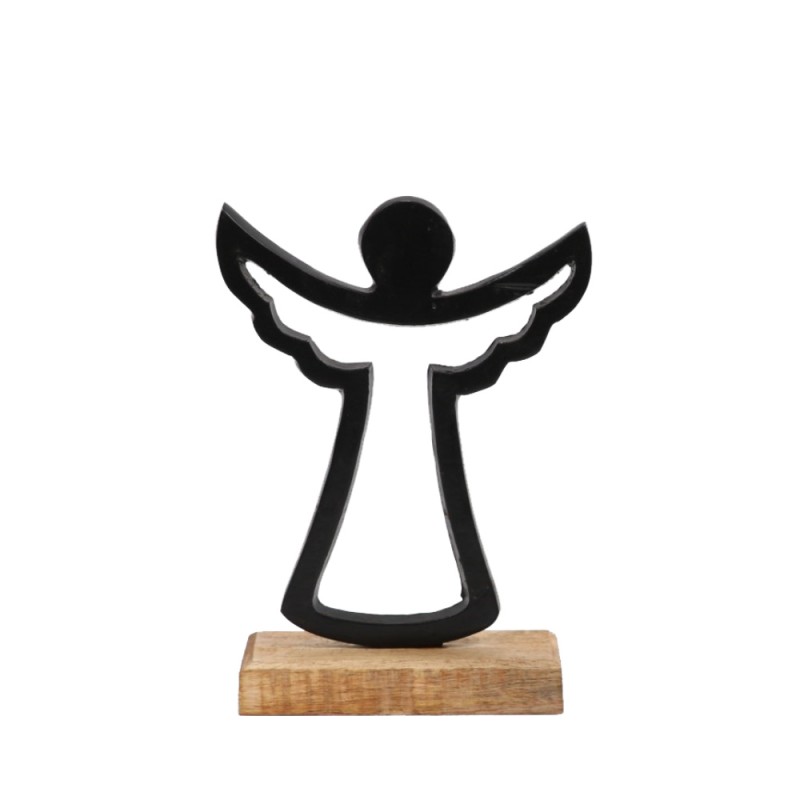 ADORN ΧΡΙΣΤΟΥΓΕΝΝΙΑΤΙΚΟ ΔΙΑΚΟΣΜΗΤΙΚΟ ΑΓΓΕΛΟΣ 16x6x23cm ΑΛΟΥΜΙΝΙΟ ΜΑΥΡΟ ΦΥΣΙΚΟ ΞΥΛΟ MANGO