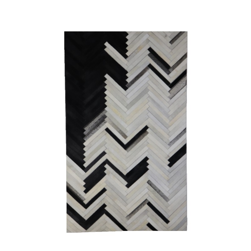 MOUNTAIN ΧΑΛΙ ΣΑΛΟΝΙΟΥ 120x200cm ΔΕΡΜΑ ΜΑΥΡΟ ΛΕΥΚΟ ΜΑΛΛΙΝΟ