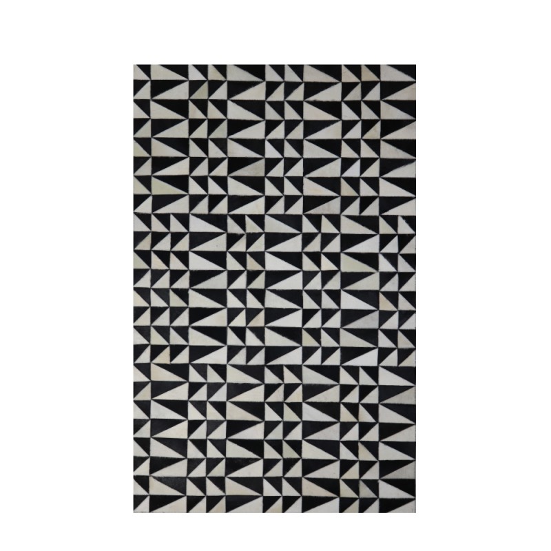 BLACK : WHITE ΧΑΛΙ ΣΑΛΟΝΙΟΥ 170x240cm ΔΕΡΜΑ ΜΑΥΡΟ ΛΕΥΚΟ ΜΑΛΛΙΝΟ