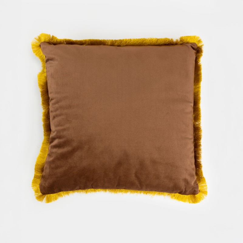 TERRICIO ΔΙΑΚΟΣΜΗΤΙΚΟ ΜΑΞΙΛΑΡΙ 45x45cm ΒΕΛΟΥΔΟ ΚΑΦΕ ΧΡΥΣΟ