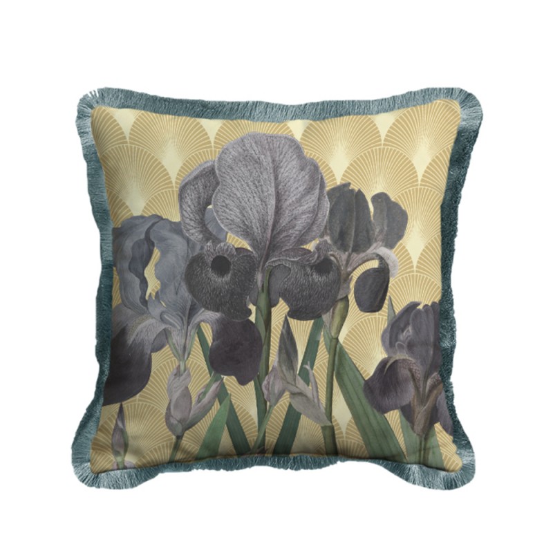 FIORI 2 ΔΙΑΚΟΣΜΗΤΙΚΟ ΜΑΞΙΛΑΡΙ 45x45cm ΒΕΛΟΥΔΟ ΠΟΛΥΧΡΩΜΟ ΓΚΡΙ