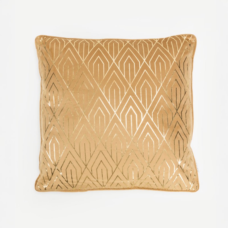 FAMA ΔΙΑΚΟΣΜΗΤΙΚΟ ΜΑΞΙΛΑΡΙ 45x45cm ΒΕΛΟΥΔΟ CARAMEL ΧΡΥΣΟ