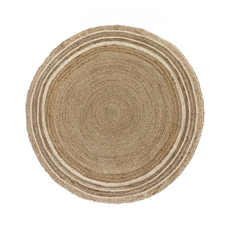 HARTU ΧΑΛΙ ΣΑΛΟΝΙΟΥ ΣΤΡΟΓΓΥΛΟ 150x150cm ΓΙΟΥΤΑ ΦΥΣΙΚΟ ΛΕΥΚΟ