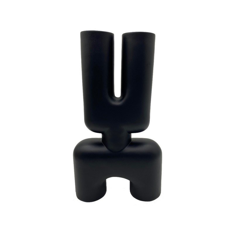 MORP ΒΑΖΟ 19x7x32cm POLYRESIN ΜΑΥΡΟ