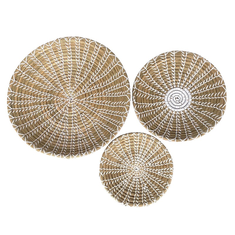 SIFNOS ΔΙΑΚΟΣΜΗΤΙΚΟ ΤΟΙΧΟΥ ΣΕΤ 3ΤΜΧ 45x45x7cm SEAGRASS ΦΥΣΙΚΟ ΛΕΥΚΟ