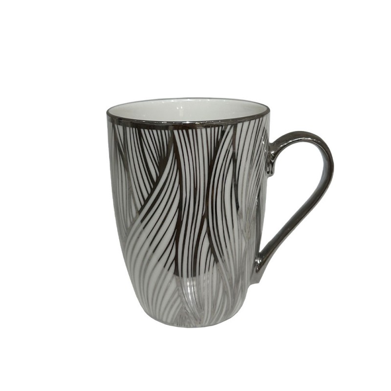 CHIC ΚΟΥΠΑ 8x8x11cm NEW BONE CHINA ΛΕΥΚΟ SILVER