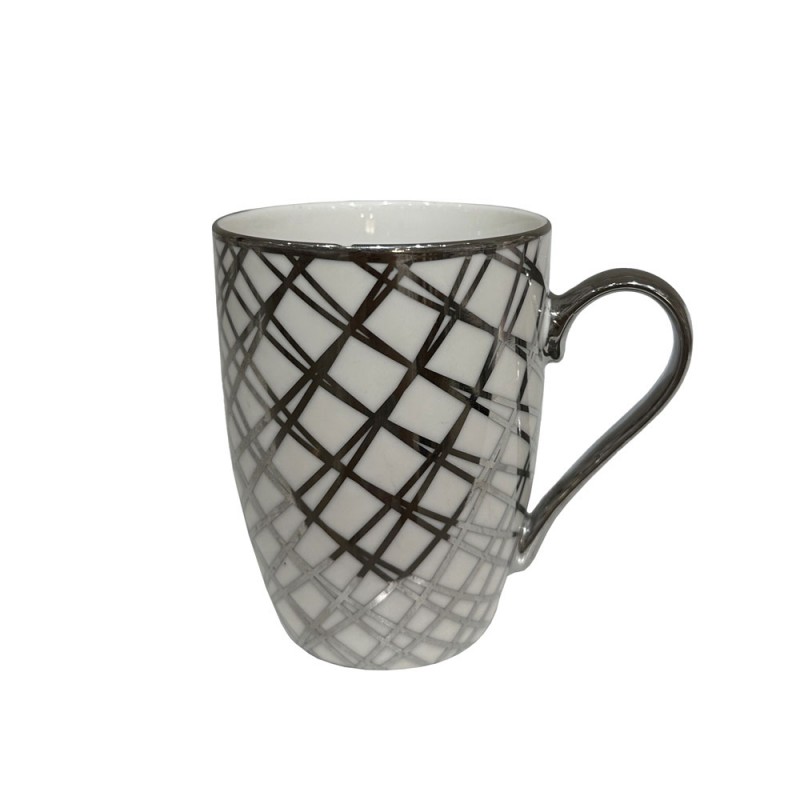 CHIC ΚΟΥΠΑ 8x8x11cm NEW BONE CHINA ΛΕΥΚΟ SILVER