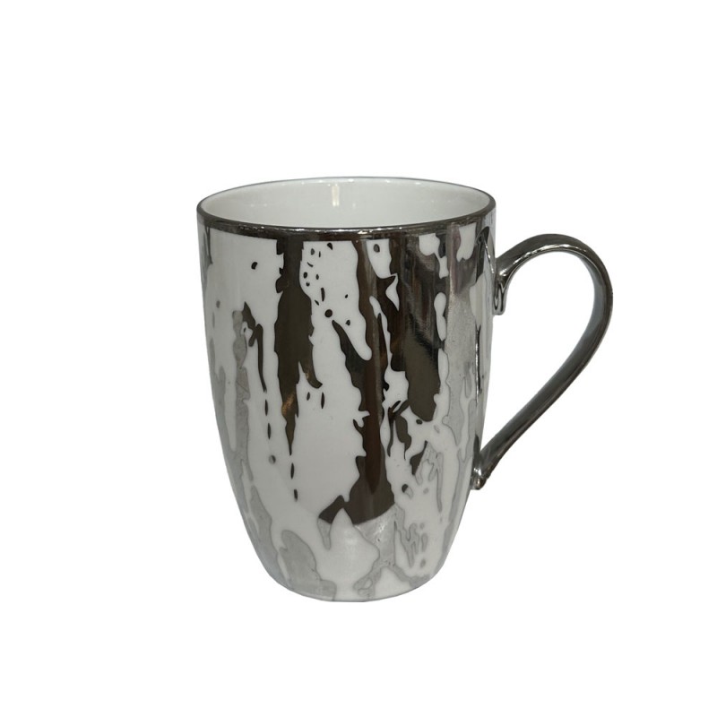 CHIC ΚΟΥΠΑ 8x8x11cm NEW BONE CHINA ΛΕΥΚΟ SILVER