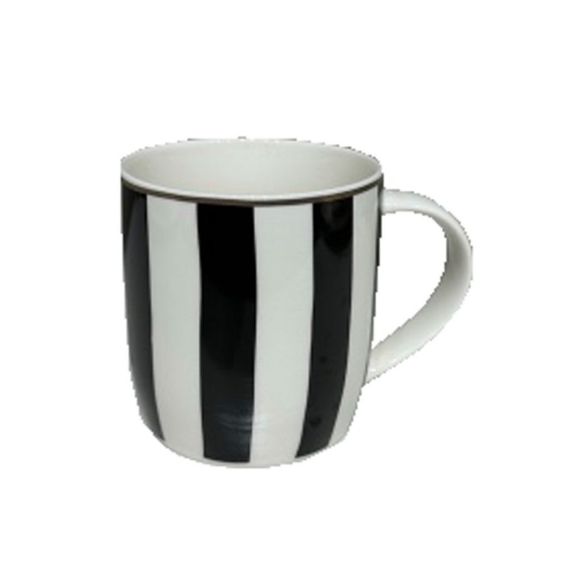 JOLIE ROMBUS ΚΟΥΠΑ 9x9x9cm NEW BONE CHINA ΛΕΥΚΟ ΜΑΥΡΟ ΧΡΥΣΟ