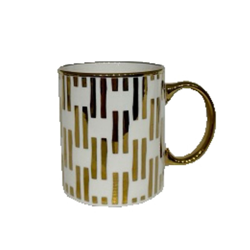 GOLDIE ΚΟΥΠΑ 8x8x10cm NEW BONE CHINA ΛΕΥΚΟ ΧΡΥΣΟ