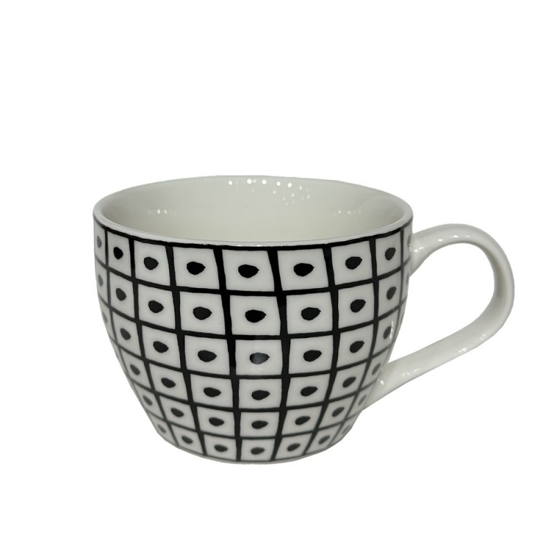 SERAX ΚΟΥΠΑ 11x11x8cm NEW BONE CHINA ΛΕΥΚΟ ΜΑΥΡΟ