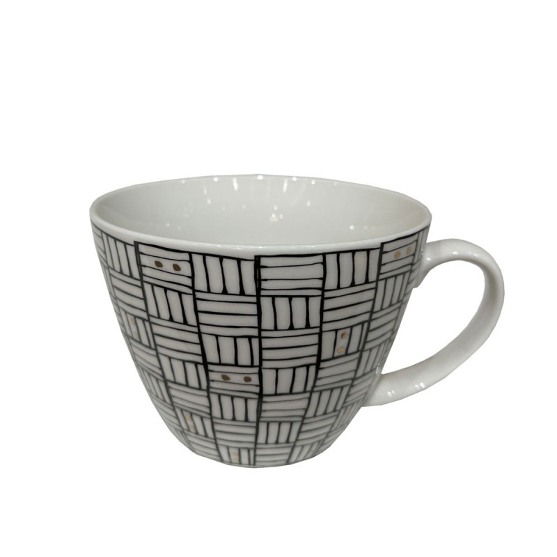 SERAX ΚΟΥΠΑ 11x11x8cm NEW BONE CHINA ΛΕΥΚΟ ΜΑΥΡΟ ΧΡΥΣΟ